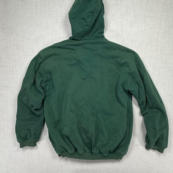 Vintage Eddie Bauer Hoodie Full Zip Green Cotton Blend Heavyweight Size Tall M - Picture 3 of 15